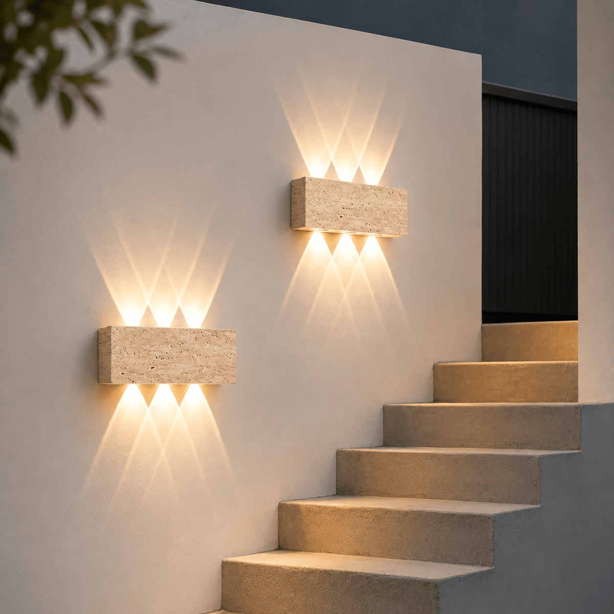 Sofello Applique murale en pierre naturelle wabi-sabi, LED, intérieur et extérieur IP65
