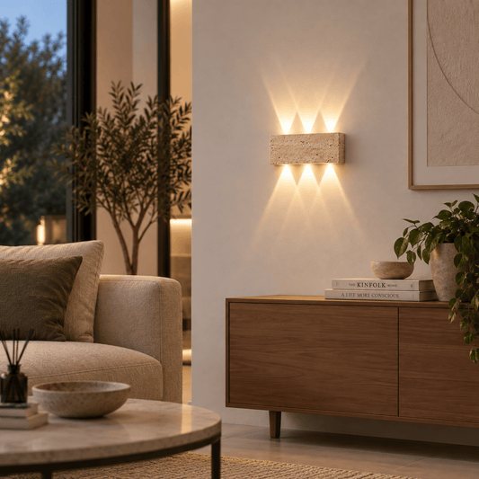 Sofello Applique murale en pierre naturelle wabi-sabi, LED, intérieur et extérieur IP65