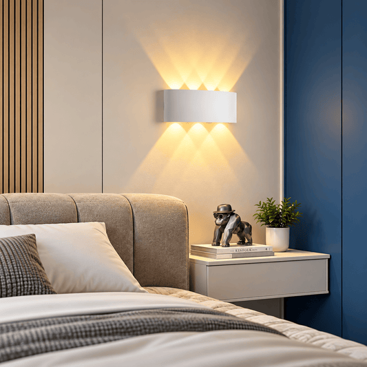 Sofello Applique murale LED design noire ou blanche, bidirectionnelle, pour chambre, salon, couloir et salle de bain