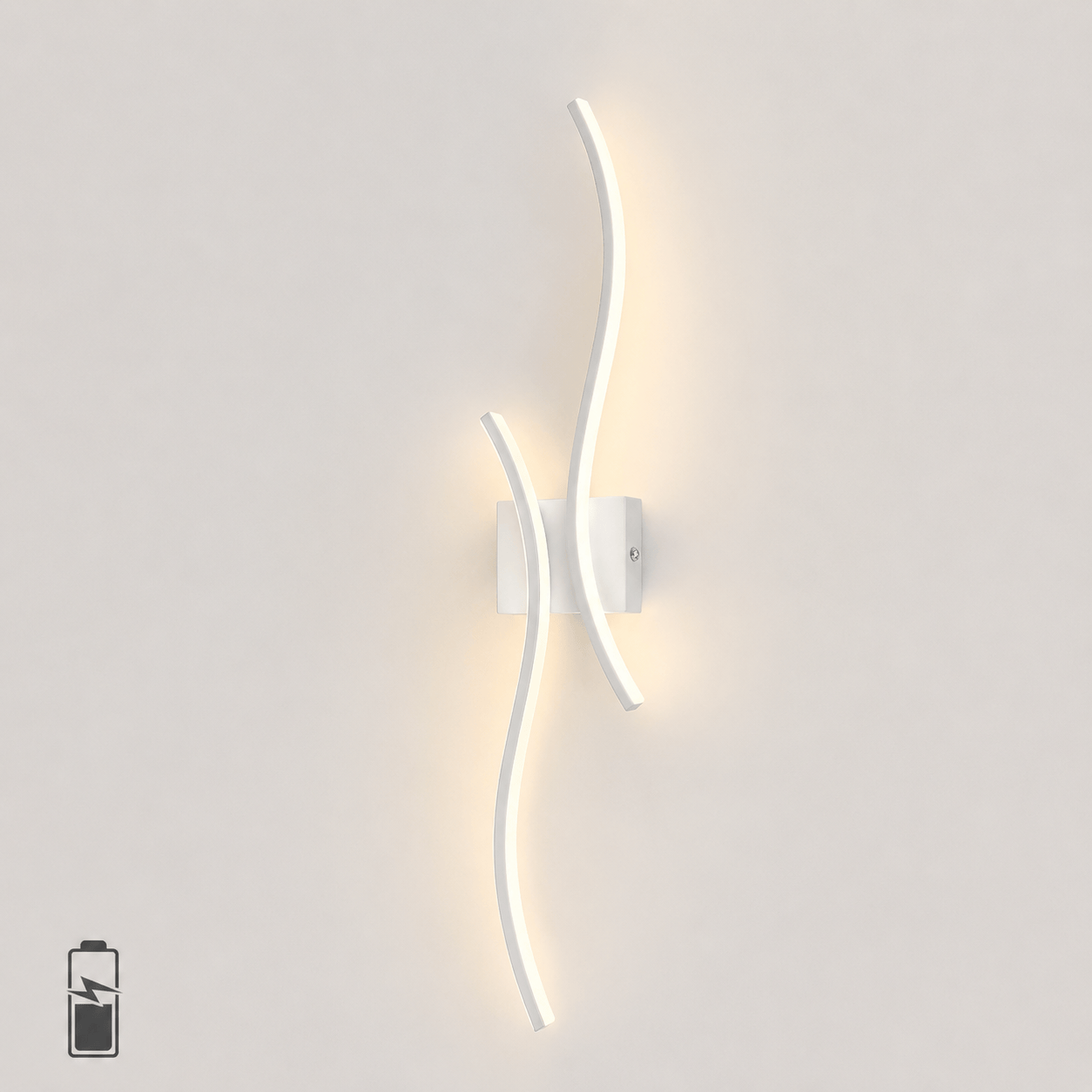 Sofello Applique murale sans fil rechargeable LED – forme courbe – tactile & télécommande – 3 températures – noir ou blanc – chambre, salon
