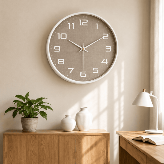 Sofello Horloge murale classique chiffres larges, blanc et noir, silencieuse salon bureau 20/25/30 cm