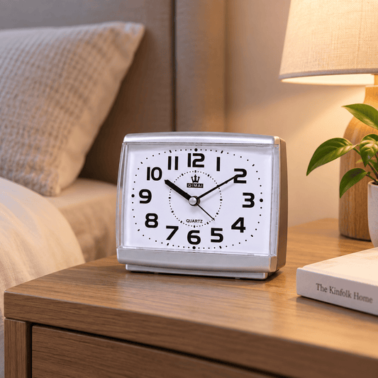 Sofello Réveil analogique quartz chiffres larges, noir ou blanc, réveil chambre bureau