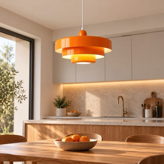 Sofello Suspension luminaire design colorée métal, orange/vert/blanc, salon salle à manger