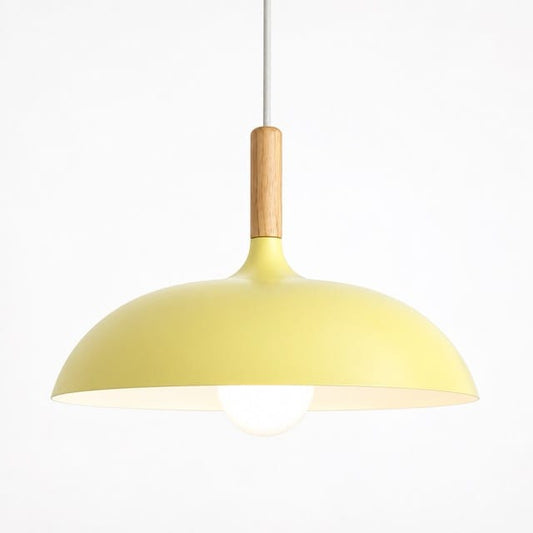Sofello Suspension luminaire dôme métal et bois, style scandinave, plusieurs coloris, pour salon et chambre