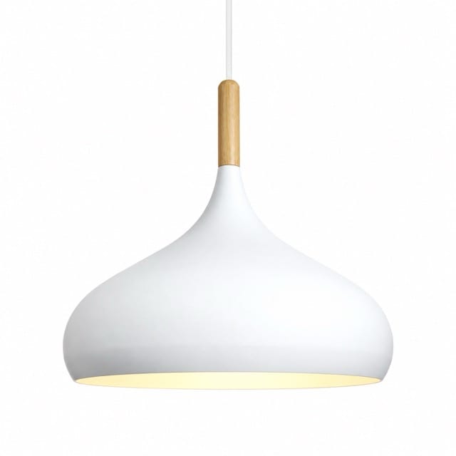Sofello Suspension luminaire macaron design aluminium et bois, vert gris bleu jaune rose, pour cuisine, chambre, salon, salle à manger