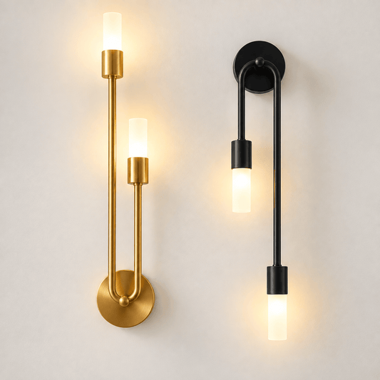 Sofello Applique murale dorée noire design minimaliste – 2 sources G9 LED – chambre, salon, couloir, salle de bain – style nordique