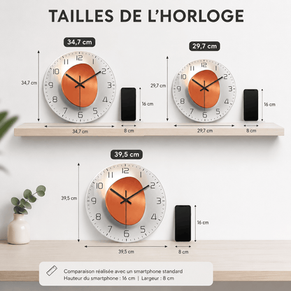 Sofello Horloge murale design verre trempé effet lumière et ombre - horloge murale originale ronde salon chambre cuisine