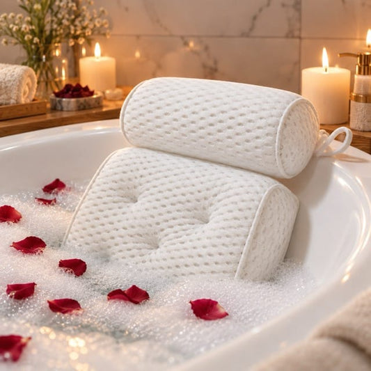 Sofello Oreiller de bain ergonomique ErgoRelax soutien nuque et épaules, technologie 4D Air Mesh - baignoire, spa