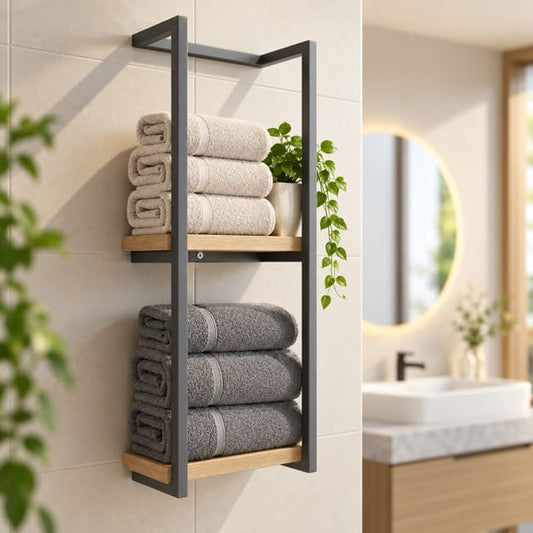 Sofello Porte-serviettes mural en acier inoxydable, vis cachées, gain de place - salle de bain