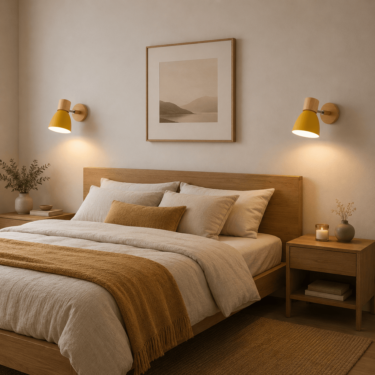Sofello Applique murale bois & aluminium orientable – style nordique – chambre, salon, couloir – 6 coloris