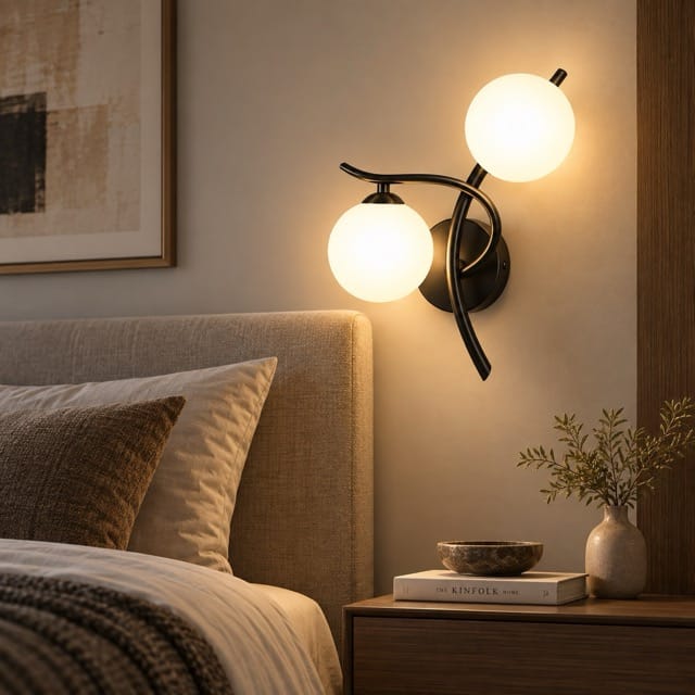 Sofello Applique murale design scandinave sphères en verre, doré ou noir - chambre, couloir, salon