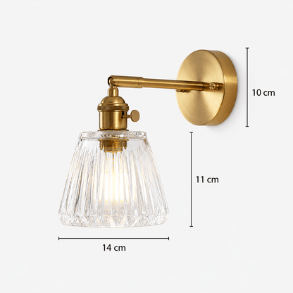 Sofello Applique murale dorée en verre transparent – style vintage japonais – culot E27 – chambre, salon, salle de bain, couloir