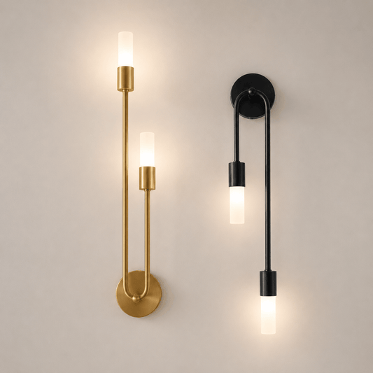 Sofello Applique murale dorée noire design minimaliste – 2 sources G9 LED – chambre, salon, couloir, salle de bain – style nordique