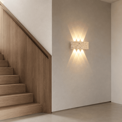 Sofello Applique murale en pierre naturelle wabi-sabi, LED, intérieur et extérieur IP65