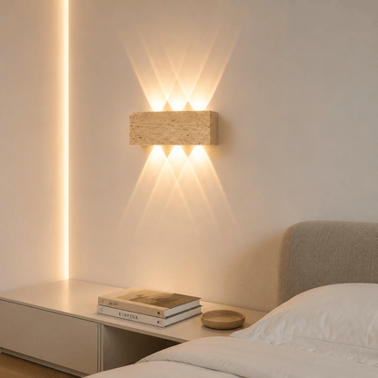 Sofello Applique murale en pierre naturelle wabi-sabi, LED, intérieur et extérieur IP65
