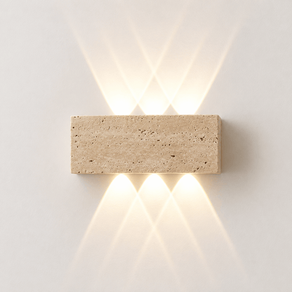 Sofello Applique murale en pierre naturelle wabi-sabi, LED, intérieur et extérieur IP65