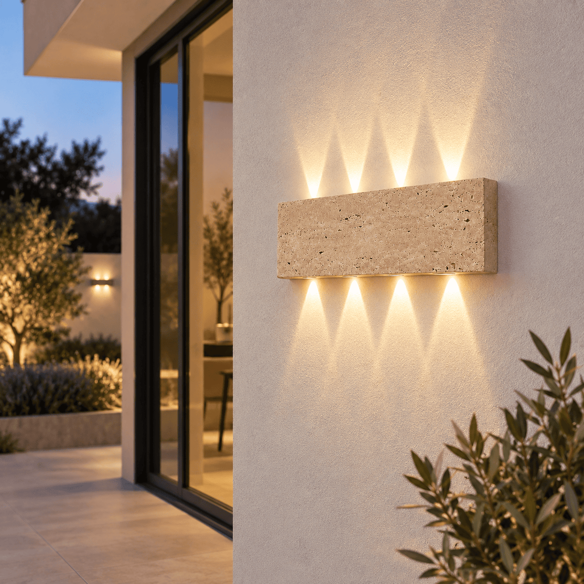 Sofello Applique murale en pierre naturelle wabi-sabi, LED, intérieur et extérieur IP65