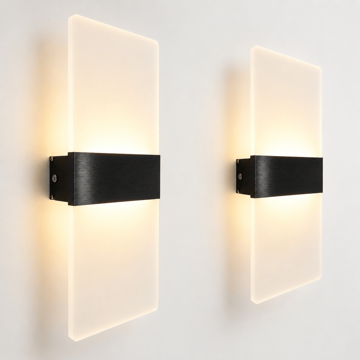 Sofello Applique murale LED acrylique 6W/12W – noir, doré ou argenté – faisceau haut & bas – chambre, salon, couloir
