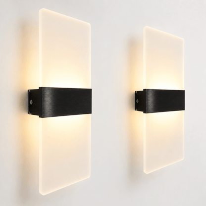 Sofello Applique murale LED acrylique 6W/12W – noir, doré ou argenté – faisceau haut & bas – chambre, salon, couloir