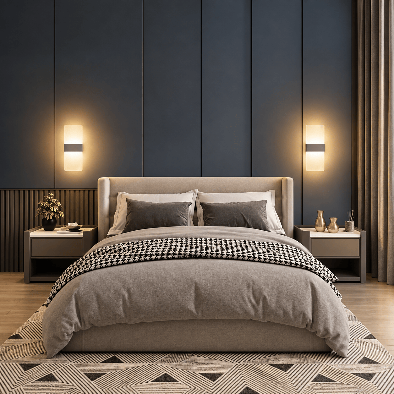 Sofello Applique murale LED acrylique 6W/12W – noir, doré ou argenté – faisceau haut & bas – chambre, salon, couloir