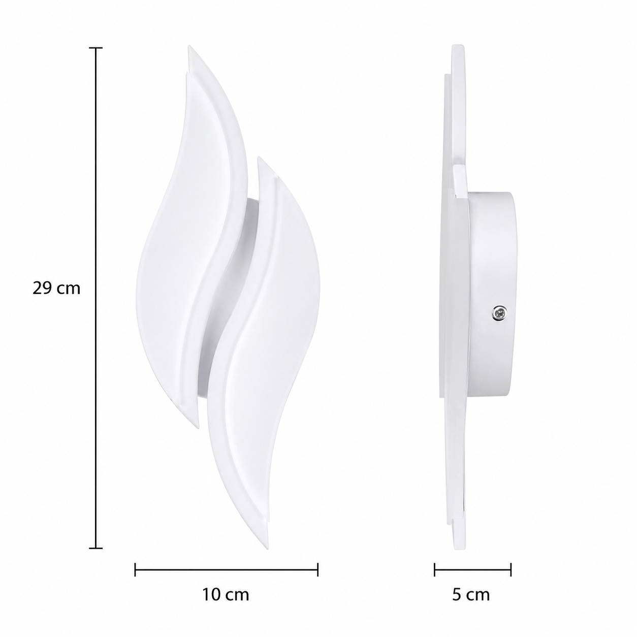 Sofello Applique murale LED acrylique blanc – forme flamme – 12W 6500K – chambre, salon, couloir, escalier