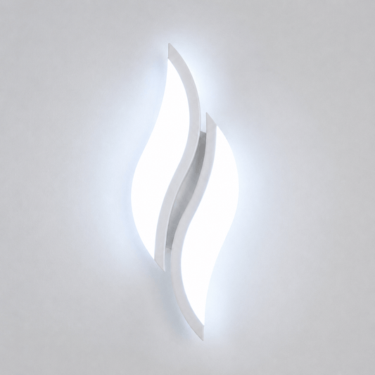 Sofello Applique murale LED acrylique blanc – forme flamme – 12W 6500K – chambre, salon, couloir, escalier