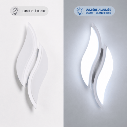Sofello Applique murale LED acrylique blanc – forme flamme – 12W 6500K – chambre, salon, couloir, escalier