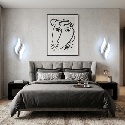 Sofello Applique murale LED acrylique blanc – forme flamme – 12W 6500K – chambre, salon, couloir, escalier