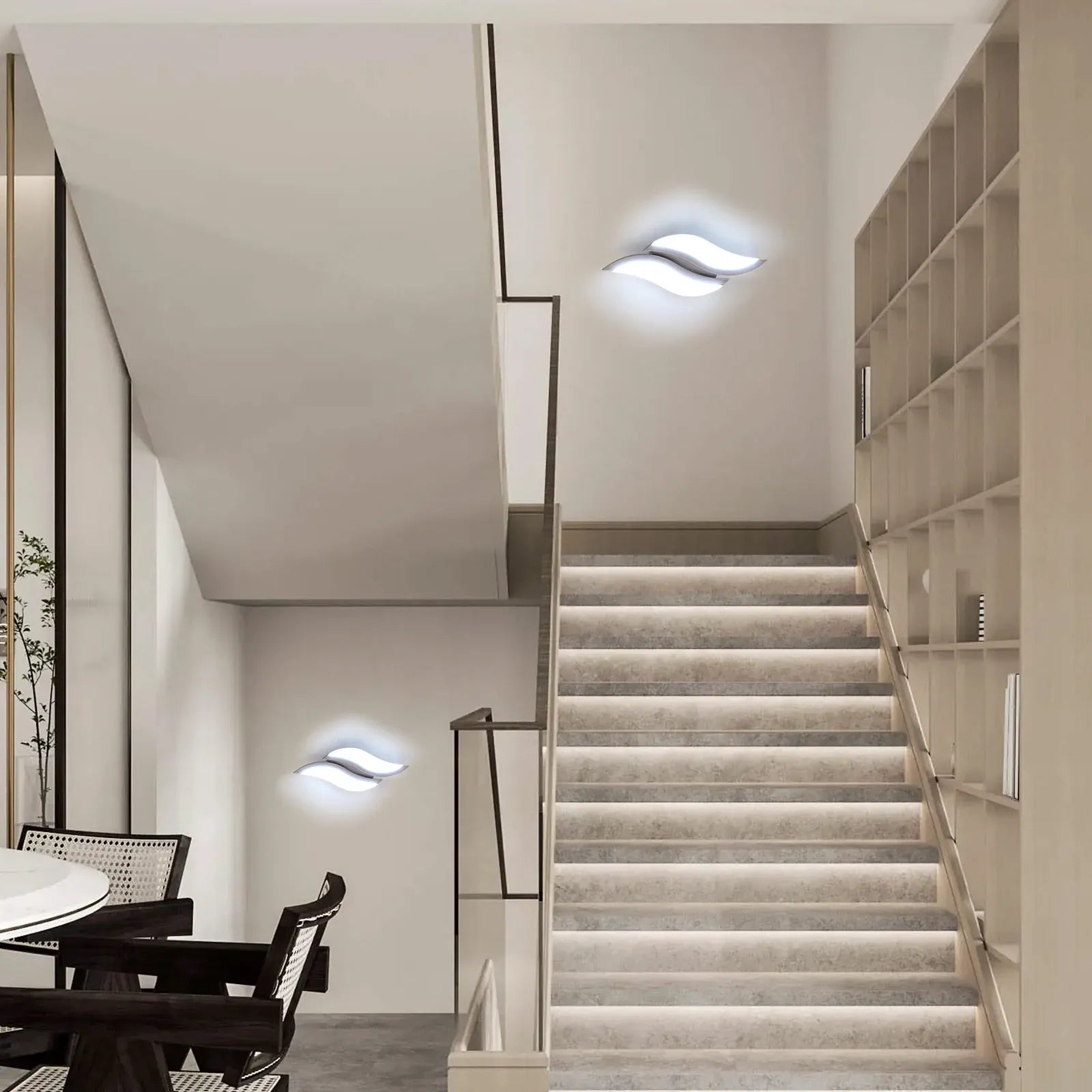 Sofello Applique murale LED acrylique blanc – forme flamme – 12W 6500K – chambre, salon, couloir, escalier