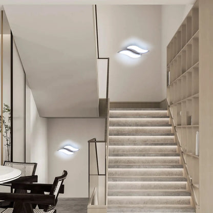 Sofello Applique murale LED acrylique blanc – forme flamme – 12W 6500K – chambre, salon, couloir, escalier