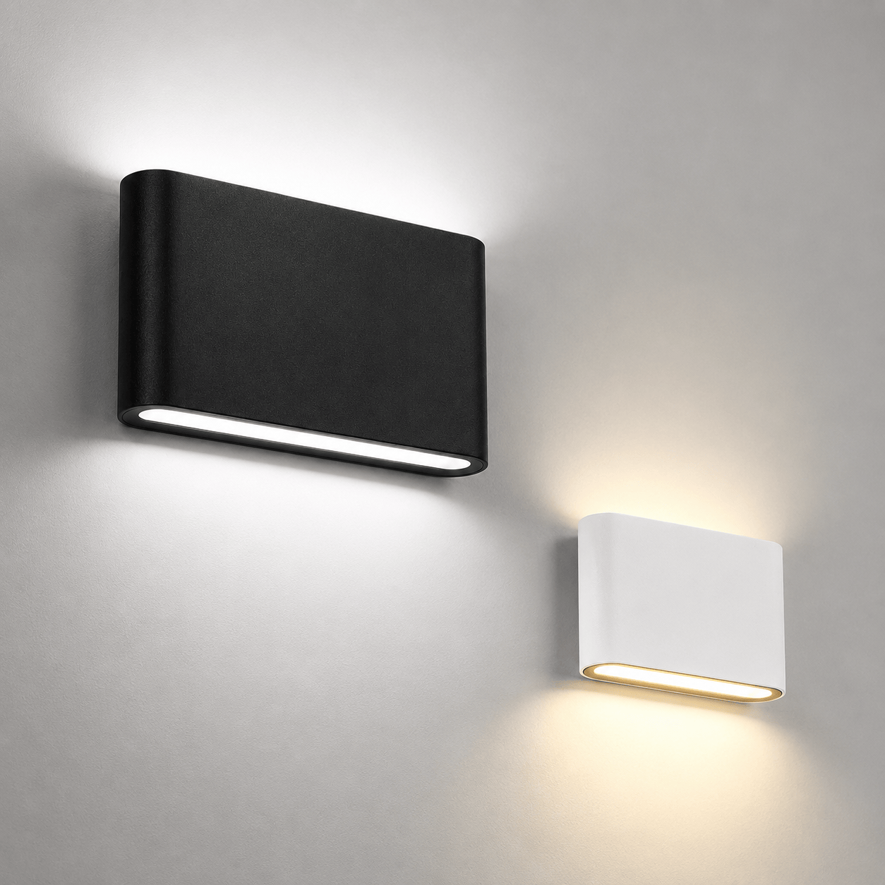 Sofello Applique murale LED aluminium IP65 – faisceau haut & bas – verre dépoli – noir ou blanc – chambre, couloir, escalier, façade
