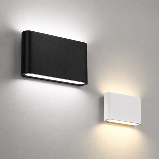 Sofello Applique murale LED aluminium IP65 – faisceau haut & bas – verre dépoli – noir ou blanc – chambre, couloir, escalier, façade