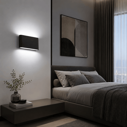 Sofello Applique murale LED aluminium IP65 – faisceau haut & bas – verre dépoli – noir ou blanc – chambre, couloir, escalier, façade