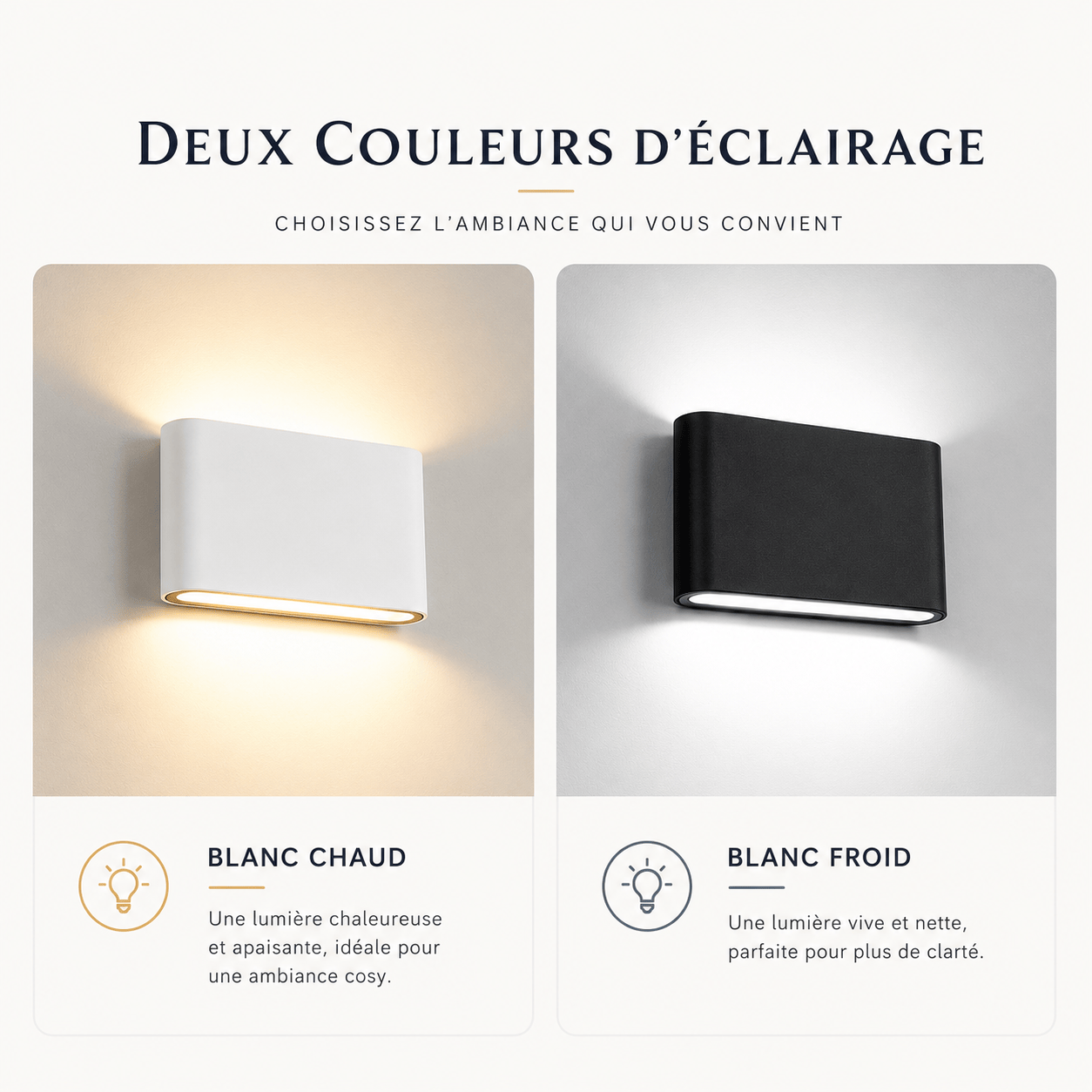 Sofello Applique murale LED aluminium IP65 – faisceau haut & bas – verre dépoli – noir ou blanc – chambre, couloir, escalier, façade
