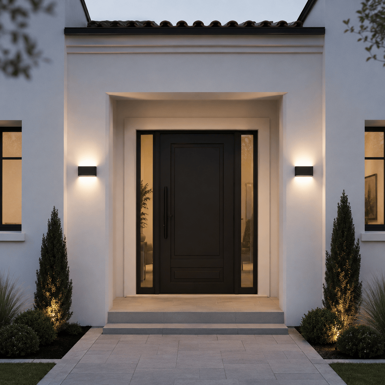 Sofello Applique murale LED aluminium IP65 – faisceau haut & bas – verre dépoli – noir ou blanc – chambre, couloir, escalier, façade