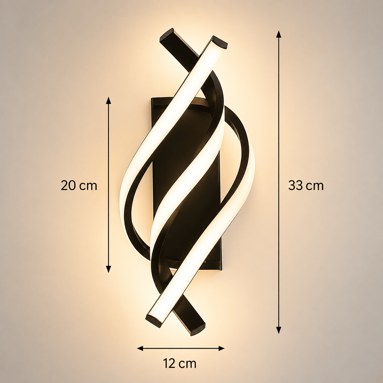 Sofello Applique murale LED aluminium spirale 3 bras – 3 températures – noir ou blanc – chambre, salon, couloir, escalier