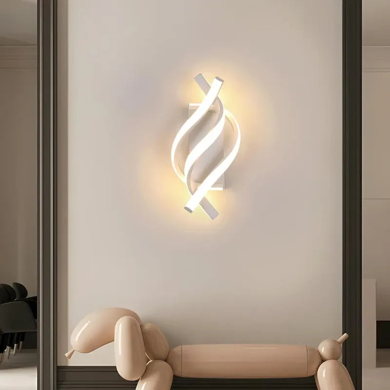 Sofello Applique murale LED aluminium spirale 3 bras – 3 températures – noir ou blanc – chambre, salon, couloir, escalier