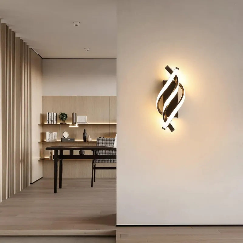 Sofello Applique murale LED aluminium spirale 3 bras – 3 températures – noir ou blanc – chambre, salon, couloir, escalier