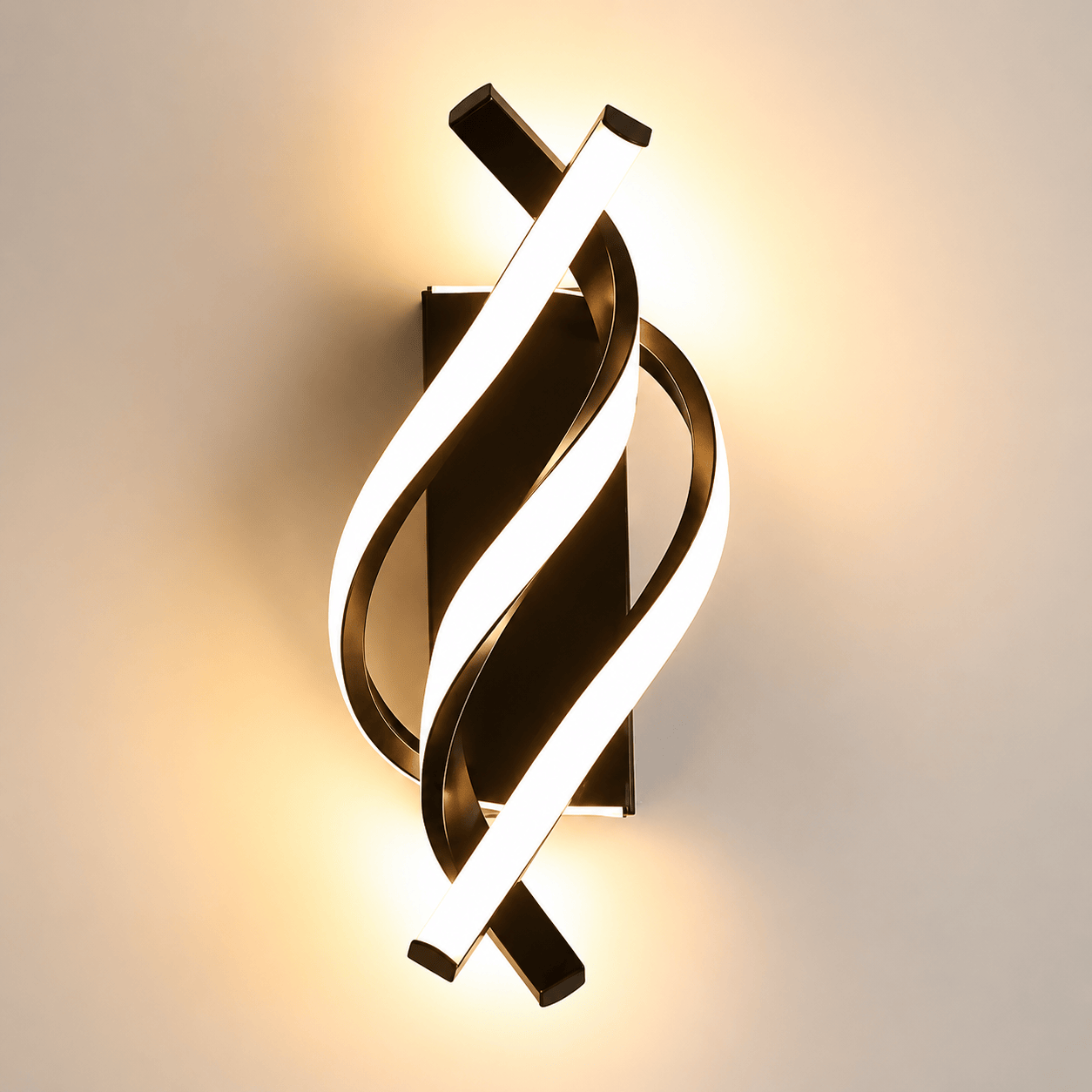 Sofello Applique murale LED aluminium spirale 3 bras – 3 températures – noir ou blanc – chambre, salon, couloir, escalier