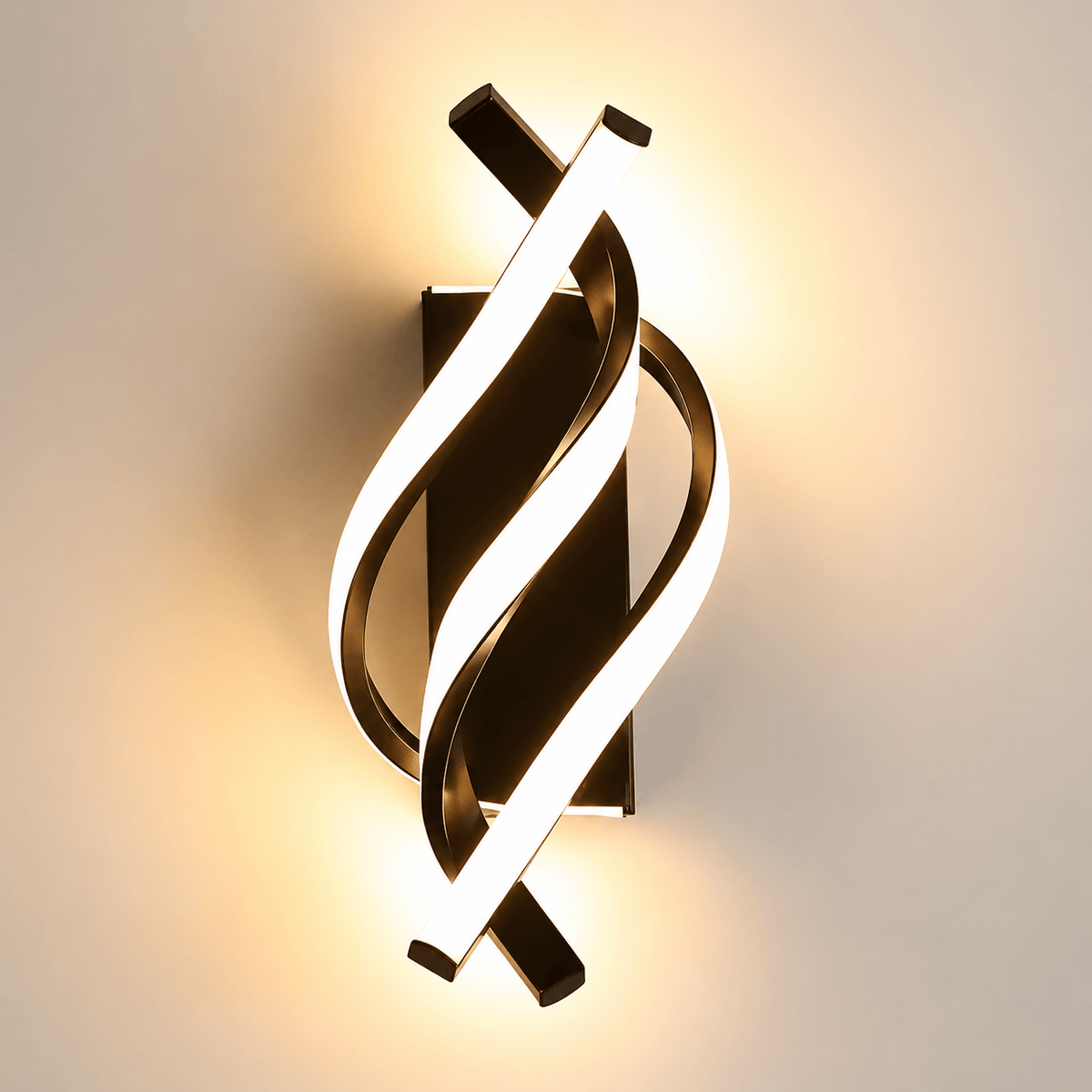 Sofello Applique murale LED aluminium spirale 3 bras – 3 températures – noir ou blanc – chambre, salon, couloir, escalier