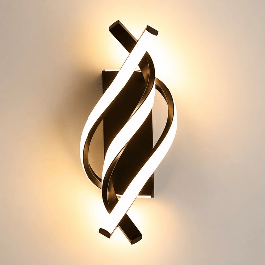 Sofello Applique murale LED aluminium spirale 3 bras – 3 températures – noir ou blanc – chambre, salon, couloir, escalier