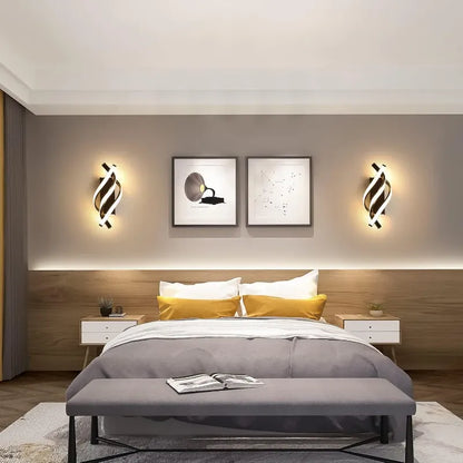 Sofello Applique murale LED aluminium spirale 3 bras – 3 températures – noir ou blanc – chambre, salon, couloir, escalier