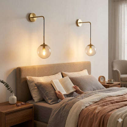 Sofello Applique Murale LED Boule en Verre Style Nordique Vintage – Fer et Verre | Salon Chambre Cuisine Salle de Bain