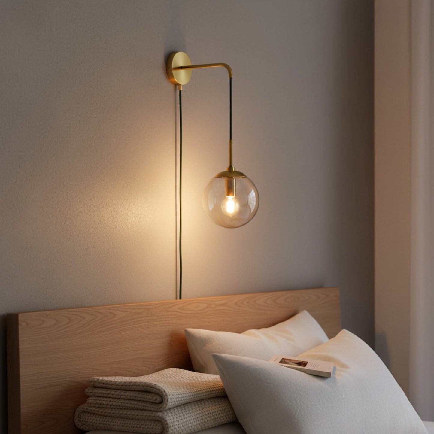 Sofello Applique Murale LED Boule en Verre Style Nordique Vintage – Fer et Verre | Salon Chambre Cuisine Salle de Bain
