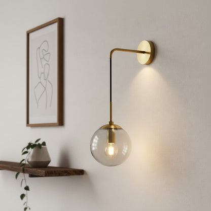 Sofello Applique Murale LED Boule en Verre Style Nordique Vintage – Fer et Verre | Salon Chambre Cuisine Salle de Bain