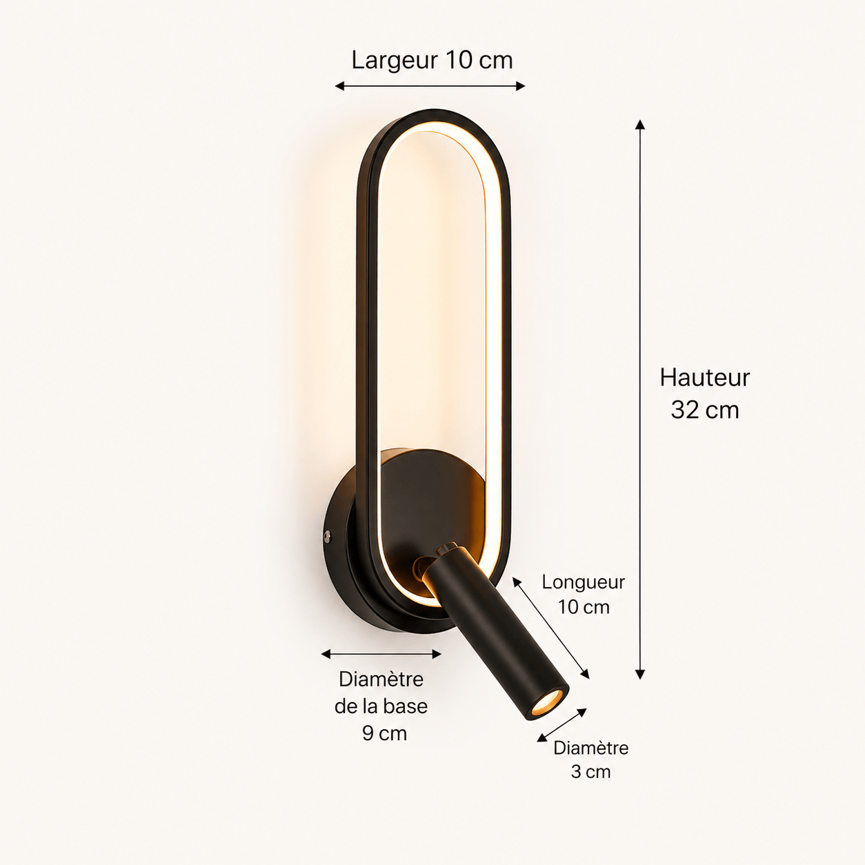 Sofello Applique murale LED design moderne – noir, blanc, argent - Oval où ronde – chambre, salon, couloir