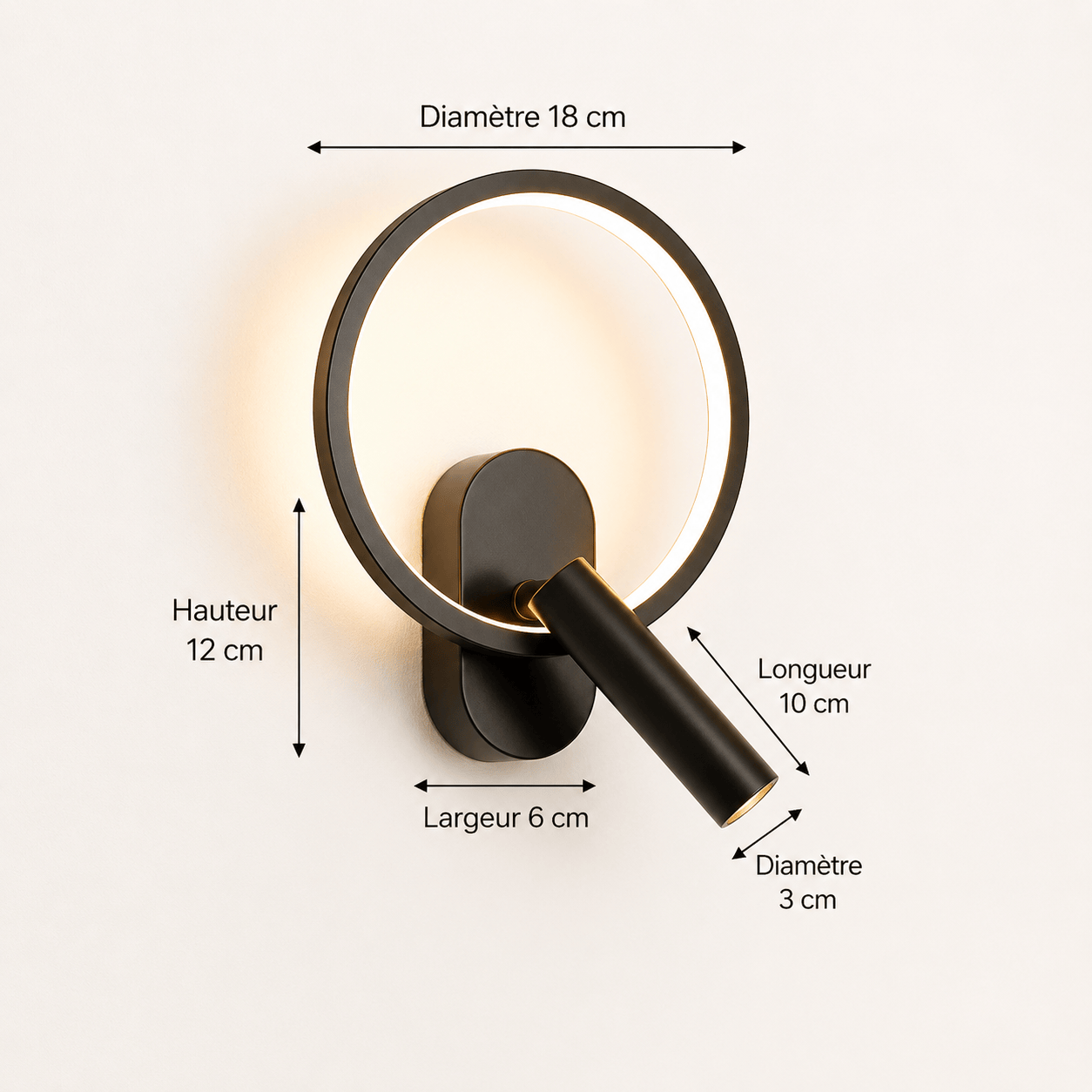 Sofello Applique murale LED design moderne – noir, blanc, argent - Oval où ronde – chambre, salon, couloir