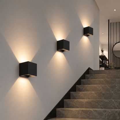 Sofello Applique murale LED noire aluminium – IP65 intérieur/extérieur – haut & bas – salon, couloir, façade