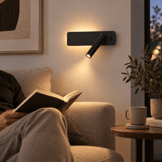 Sofello Applique murale liseuse LED orientable noire ou blanche, pour chambre, chevet et bureau