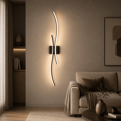Sofello Applique murale sans fil rechargeable LED – forme courbe – tactile & télécommande – 3 températures – noir ou blanc – chambre, salon